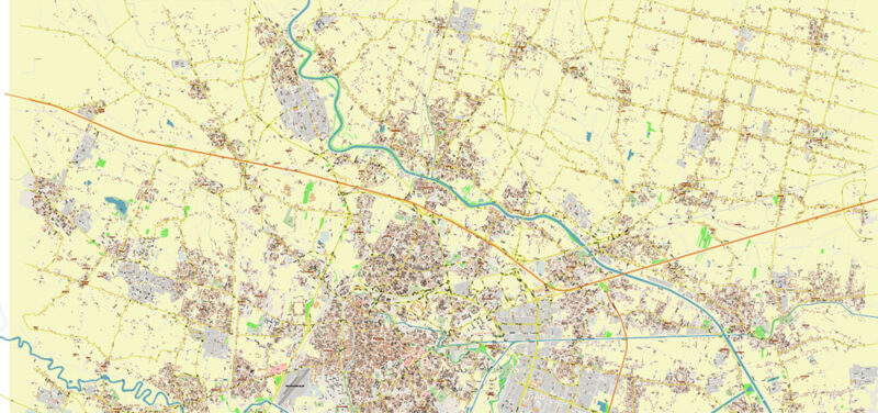 Padua / Padova Italy Vector Map High Detailed fully editable City Plan - Street Map DWG + DXF + Adobe PDF in layers in 1 archive