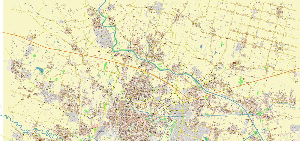 Padua / Padova Italy Vector Map High Detailed fully editable City Plan - Street Map DWG + DXF + Adobe PDF in layers in 1 archive