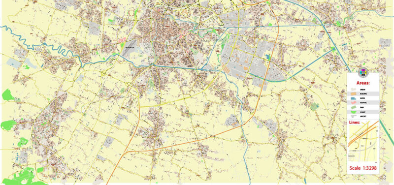 Padua / Padova Italy Vector Map High Detailed fully editable City Plan - Street Map DWG + DXF + Adobe PDF in layers in 1 archive