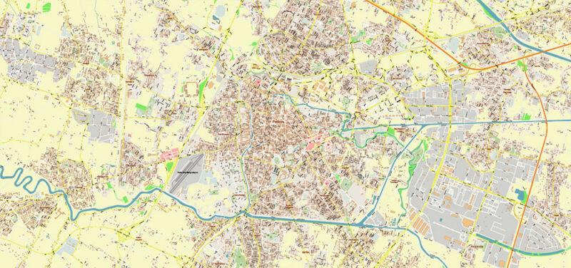 Padua / Padova Italy Vector Map High Detailed fully editable City Plan - Street Map DWG + DXF + Adobe PDF in layers in 1 archive
