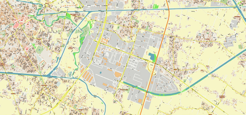 Padua / Padova Italy Vector Map High Detailed fully editable City Plan - Street Map DWG + DXF + Adobe PDF in layers in 1 archive