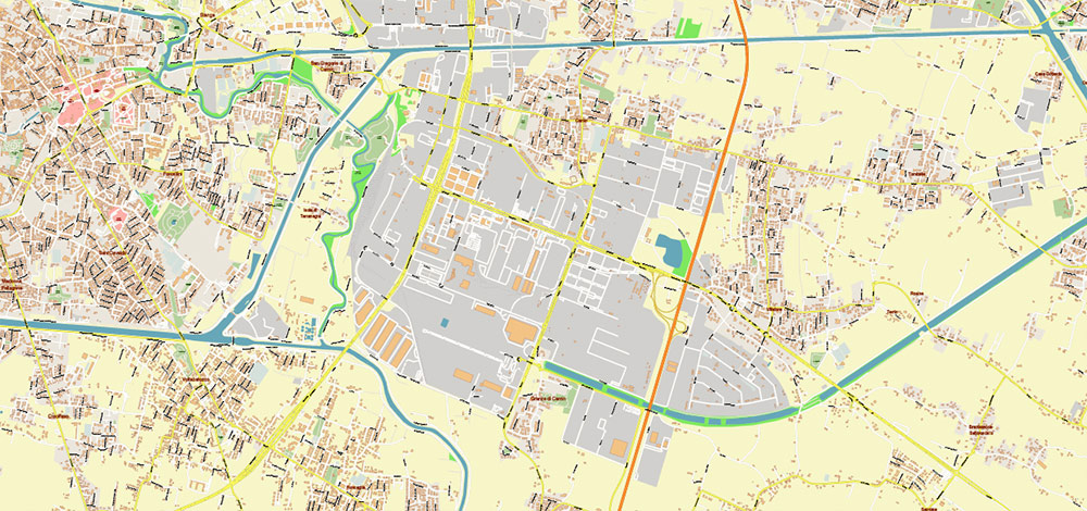 Padua / Padova Italy Vector Map High Detailed fully editable City Plan - Street Map DWG + DXF + Adobe PDF in layers in 1 archive