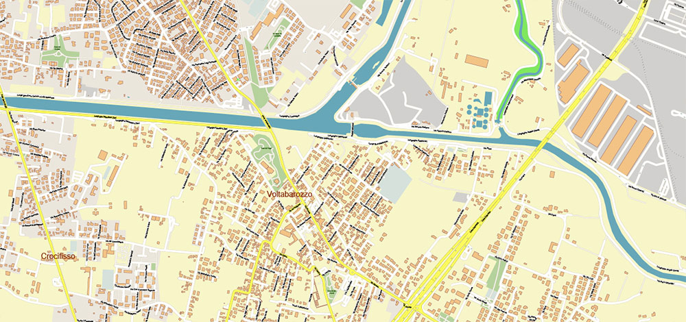 Padua / Padova Italy Vector Map High Detailed fully editable City Plan - Street Map DWG + DXF + Adobe PDF in layers in 1 archive