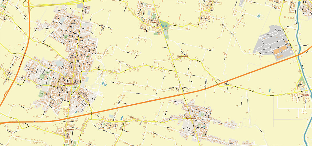Padua / Padova Italy Vector Map High Detailed fully editable City Plan - Street Map DWG + DXF + Adobe PDF in layers in 1 archive