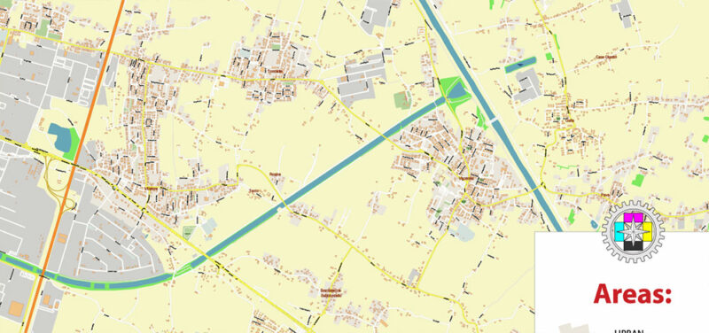 Padua / Padova Italy Vector Map High Detailed fully editable City Plan - Street Map DWG + DXF + Adobe PDF in layers in 1 archive