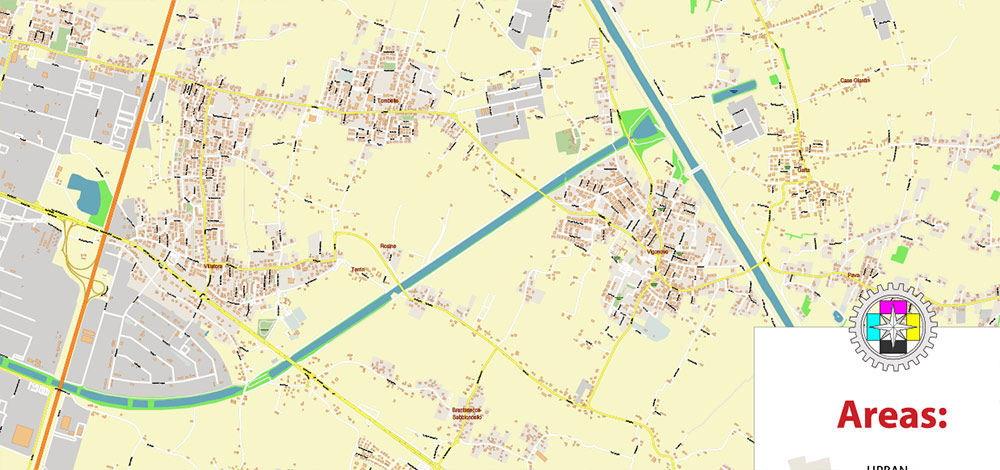 Padua / Padova Italy Vector Map High Detailed fully editable City Plan - Street Map DWG + DXF + Adobe PDF in layers in 1 archive