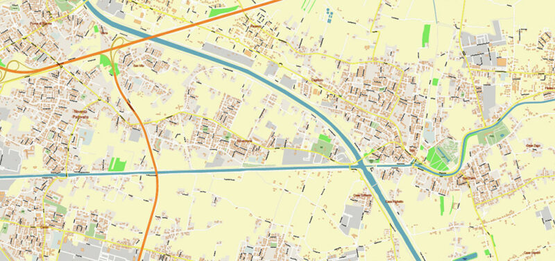 Padua / Padova Italy Vector Map High Detailed fully editable City Plan - Street Map DWG + DXF + Adobe PDF in layers in 1 archive