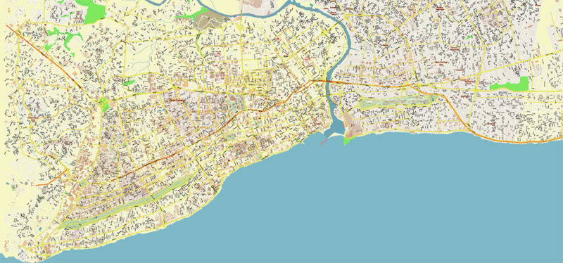 Santo Domingo Central Part Dominicana Vector Map Exact Extra High Detailed Street Map Adobe Illustrator in layers