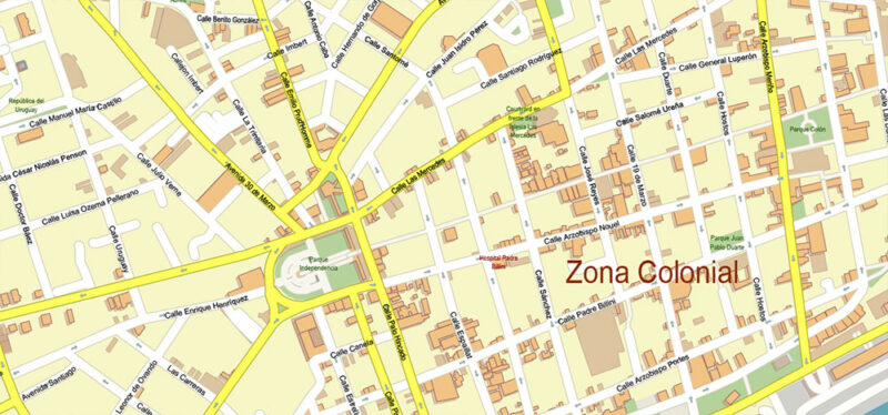 Santo Domingo Central Part Dominicana Vector Map Exact Extra High Detailed Street Map Adobe Illustrator in layers