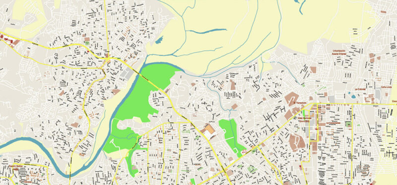 Santo Domingo Central Part Dominicana Vector Map Exact Extra High Detailed Street Map Adobe Illustrator in layers