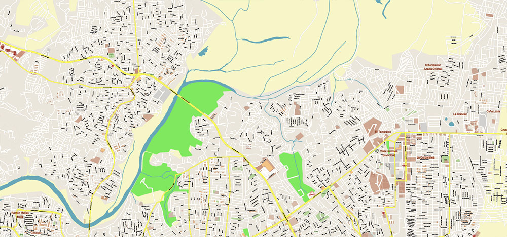 Santo Domingo Central Part Dominicana PDF Vector Map Exact Extra High Detailed Street Map Adobe PDF in layers
