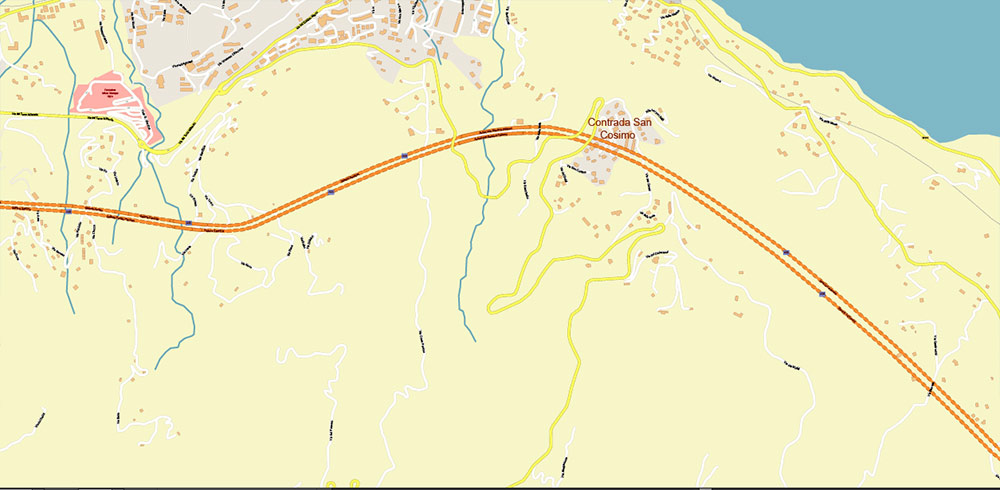 Cefalu Sicily Italy Vector Map High Detailed fully editable City Plan - Street Map Adobe Illustrator in layers