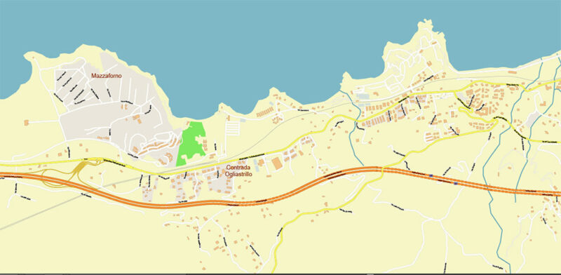 Cefalu Sicily Italy Vector Map High Detailed fully editable City Plan - Street Map Adobe Illustrator in layers
