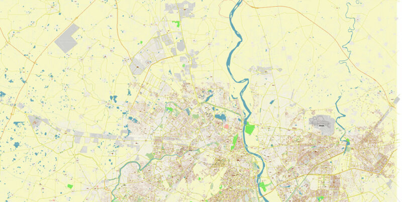 Delhi and New Delhi India Map Vector Exact City Plan High Detailed Street Map editable Adobe Illustrator in layers