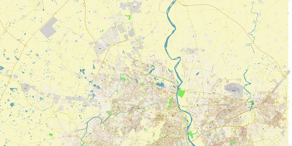 Delhi and New Delhi India Map Vector Exact City Plan High Detailed Street Map editable Adobe Illustrator in layers