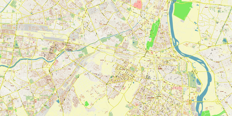 Delhi and New Delhi India Map Vector Exact City Plan High Detailed Street Map editable Adobe Illustrator in layers
