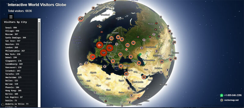 https://vectormap.net/visitors/index.html = Globe with relief with site visitors