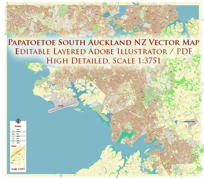 Papatoetoe South Auckland New Zealand Map Vector Exact City Plan High Detailed Street Map editable Adobe Illustrator in layers