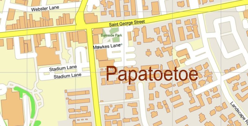 Papatoetoe South Auckland New Zealand Map Vector Exact City Plan High Detailed Street Map editable Adobe Illustrator in layers