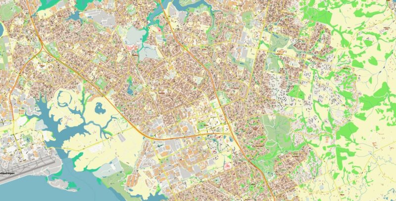 Papatoetoe South Auckland New Zealand Map Vector Exact City Plan High Detailed Street Map editable Adobe Illustrator in layers