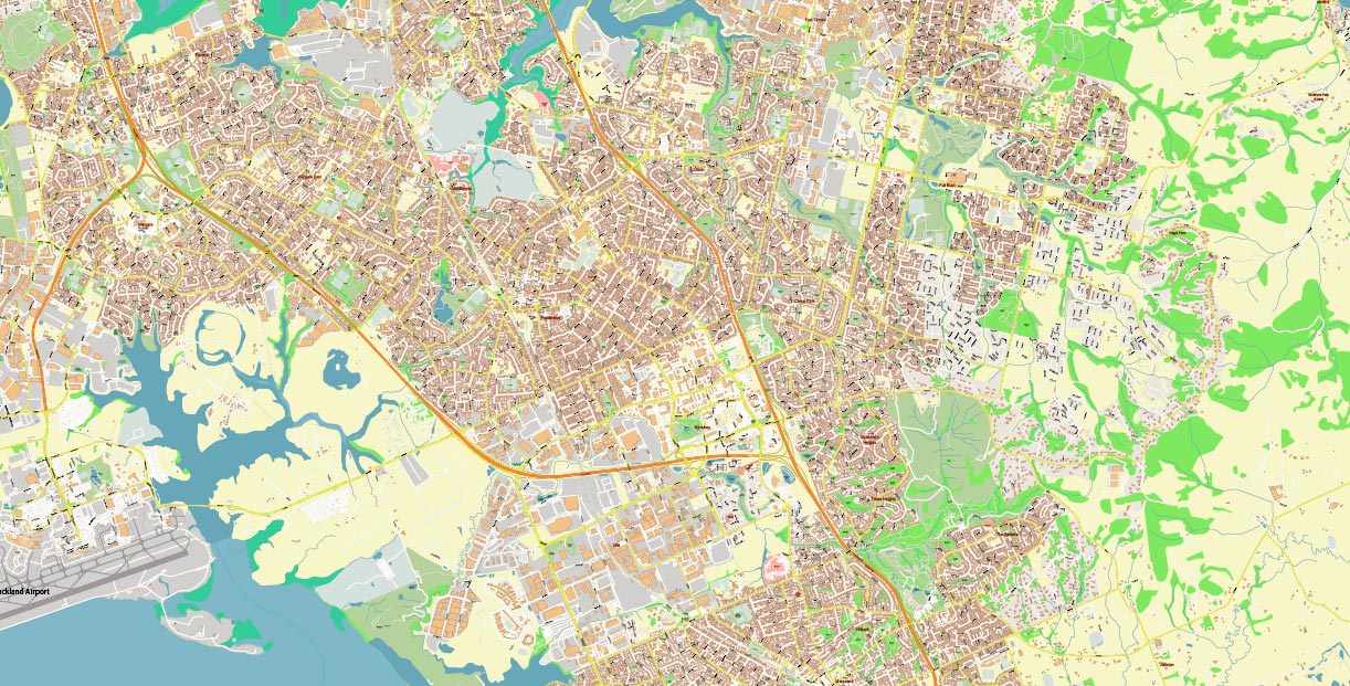 Papatoetoe South Auckland New Zealand Map Vector Exact City Plan High Detailed Street Map editable Adobe Illustrator in layers
