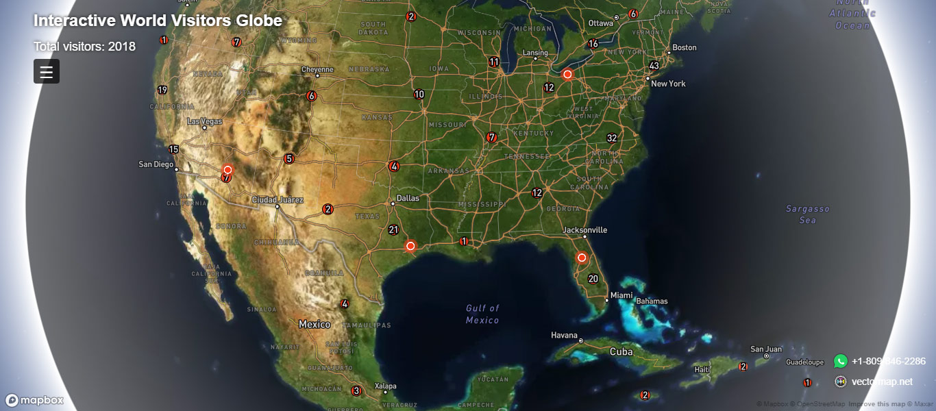 https://vectormap.net/visitors/index.html = Globe with relief with site visitors