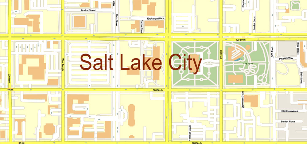 Salt Lake City, Ogden and Provo, Utah US PDF Map Vector Exact City Plan High Detailed Street Map editable Adobe PDF in layers