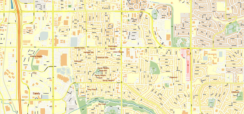 Salt Lake City, Ogden and Provo, Utah US PDF Map Vector Exact City Plan High Detailed Street Map editable Adobe PDF in layers