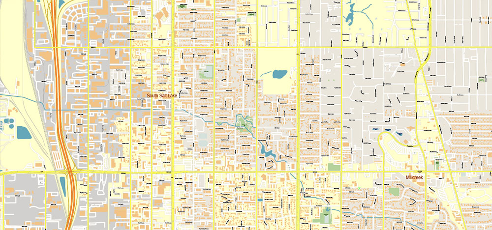 Salt Lake City, Ogden and Provo, Utah US PDF Map Vector Exact City Plan High Detailed Street Map editable Adobe PDF in layers