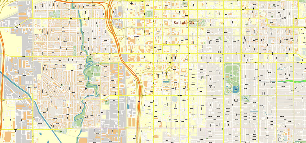 Salt Lake City, Ogden and Provo, Utah US PDF Map Vector Exact City Plan High Detailed Street Map editable Adobe PDF in layers
