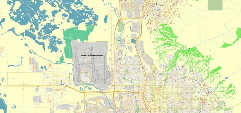 Salt Lake City, Ogden and Provo Utah US Map Vector Exact City Plan High Detailed Street Map editable Adobe Illustrator in layers
