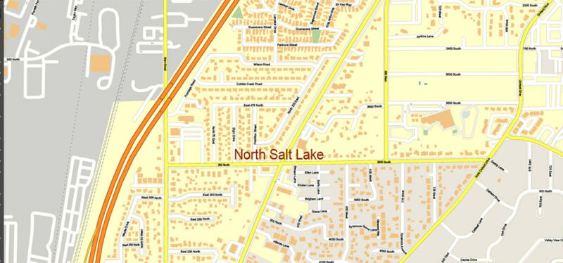 Salt Lake City, Ogden and Provo Utah US Map Vector Exact City Plan High Detailed Street Map editable Adobe Illustrator in layers