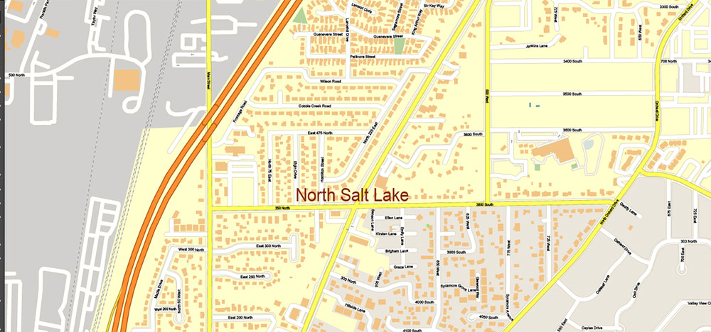 Salt Lake City, Ogden and Provo, Utah US PDF Map Vector Exact City Plan High Detailed Street Map editable Adobe PDF in layers