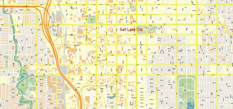 Salt Lake City, Ogden and Provo Utah US Map Vector Exact City Plan High Detailed Street Map editable Adobe Illustrator in layers