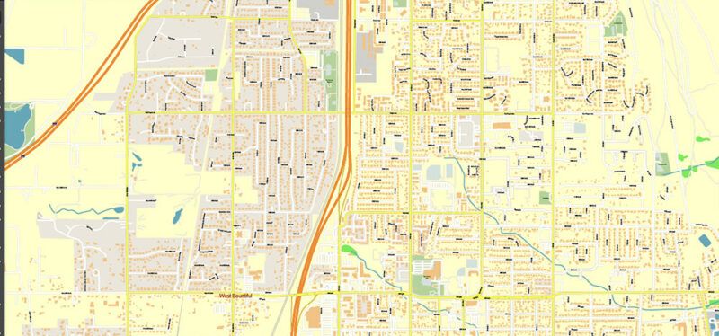 Salt Lake City, Ogden and Provo Utah US Map Vector Exact City Plan High Detailed Street Map editable Adobe Illustrator in layers