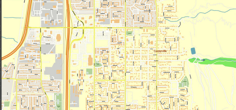 Salt Lake City, Ogden and Provo Utah US Map Vector Exact City Plan High Detailed Street Map editable Adobe Illustrator in layers