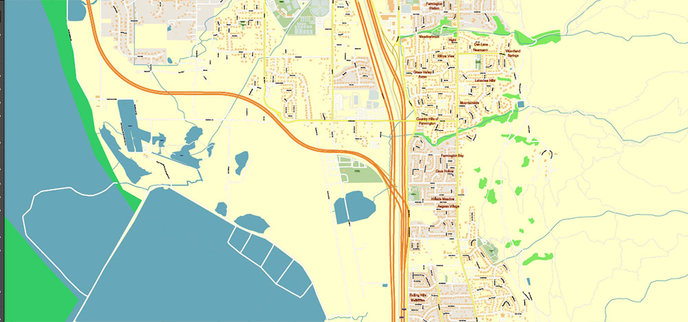 Salt Lake City, Ogden and Provo, Utah US PDF Map Vector Exact City Plan High Detailed Street Map editable Adobe PDF in layers