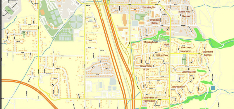 Salt Lake City, Ogden and Provo Utah US Map Vector Exact City Plan High Detailed Street Map editable Adobe Illustrator in layers