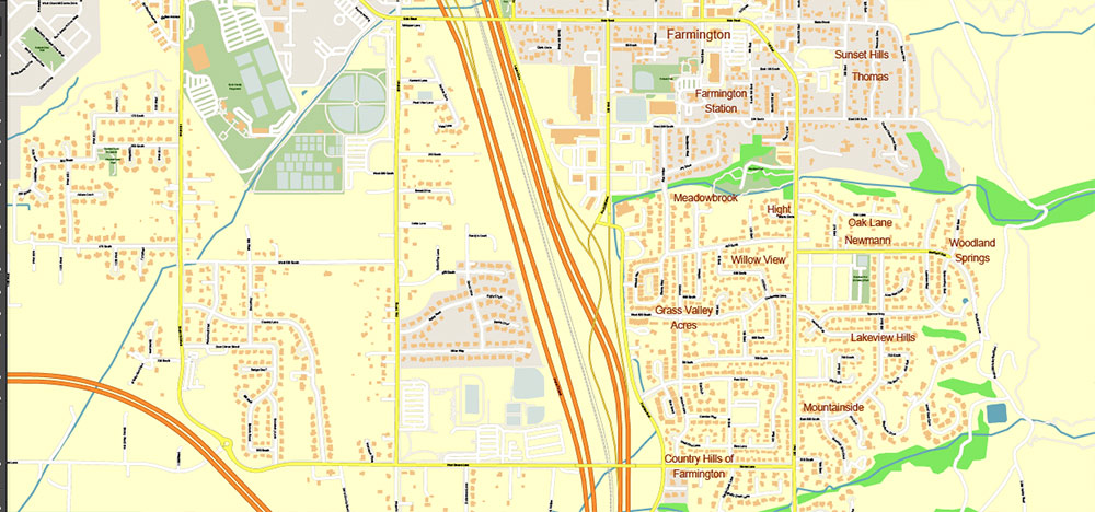 Salt Lake City, Ogden and Provo, Utah US PDF Map Vector Exact City Plan High Detailed Street Map editable Adobe PDF in layers