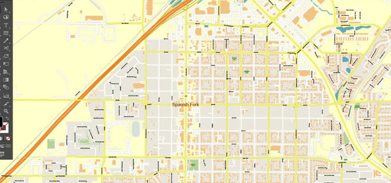 Salt Lake City, Ogden and Provo Utah US Map Vector Exact City Plan High Detailed Street Map editable Adobe Illustrator in layers