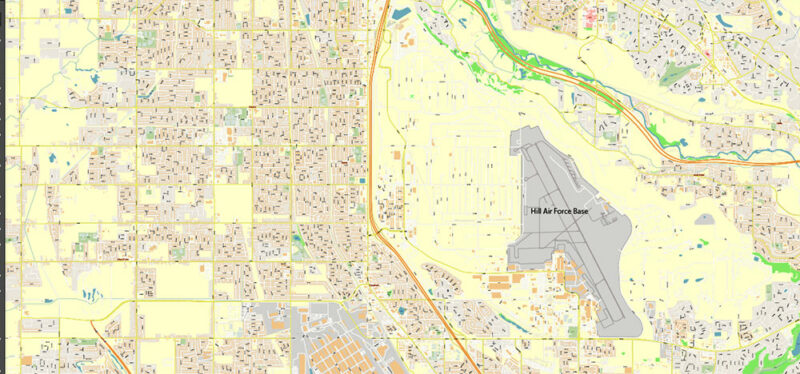 Salt Lake City, Ogden and Provo Utah US Map Vector Exact City Plan High Detailed Street Map editable Adobe Illustrator in layers