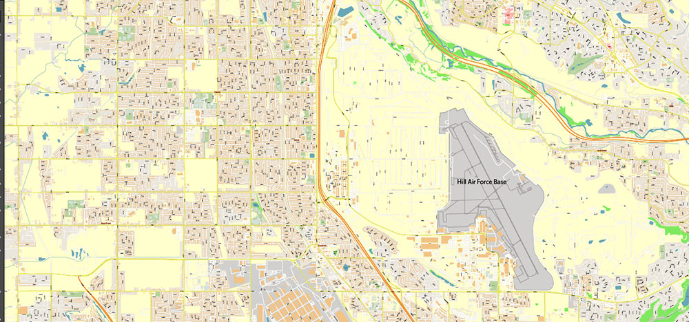 Salt Lake City, Ogden and Provo, Utah US PDF Map Vector Exact City Plan High Detailed Street Map editable Adobe PDF in layers