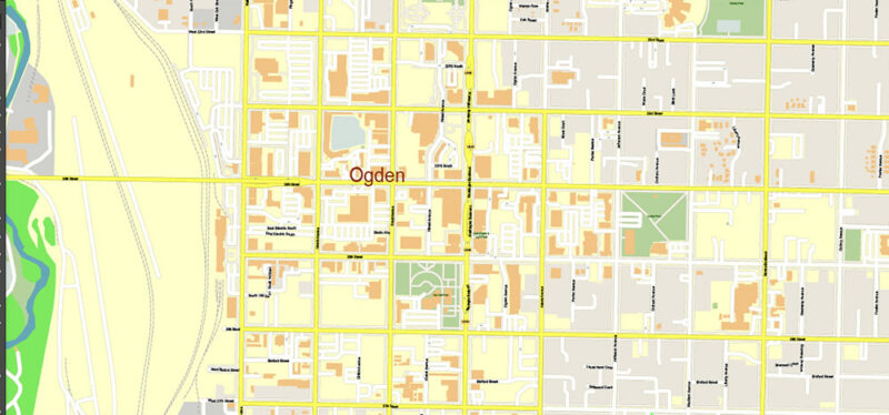 Salt Lake City, Ogden and Provo Utah US Map Vector Exact City Plan High Detailed Street Map editable Adobe Illustrator in layers