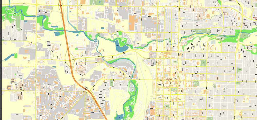 Salt Lake City, Ogden and Provo, Utah US PDF Map Vector Exact City Plan High Detailed Street Map editable Adobe PDF in layers
