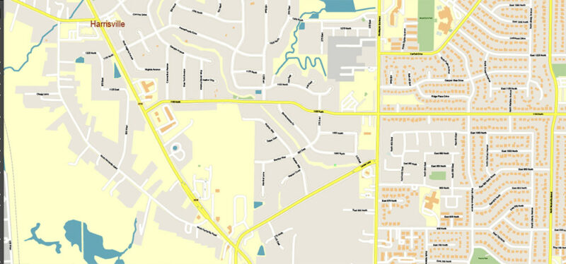 Salt Lake City, Ogden and Provo Utah US Map Vector Exact City Plan High Detailed Street Map editable Adobe Illustrator in layers