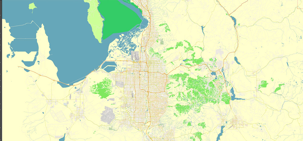Salt Lake City, Ogden and Provo, Utah US PDF Map Vector Exact City Plan High Detailed Street Map editable Adobe PDF in layers