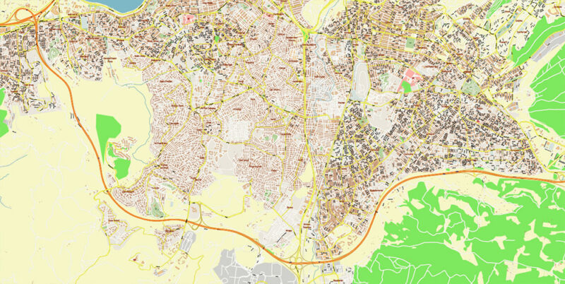 Izmir Turkey Map Vector Exact City Plan High Detailed Street Map editable Adobe Illustrator in layers