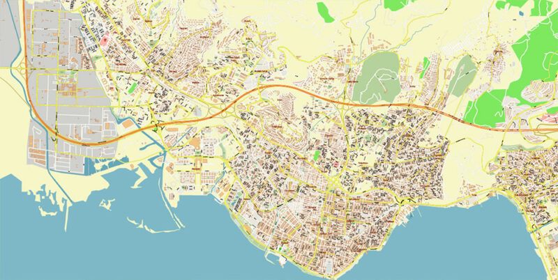 Izmir Turkey Map Vector Exact City Plan High Detailed Street Map editable Adobe Illustrator in layers
