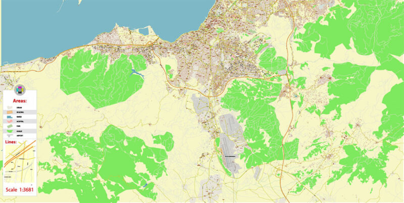 Izmir Turkey Map Vector Exact City Plan High Detailed Street Map editable Adobe Illustrator in layers