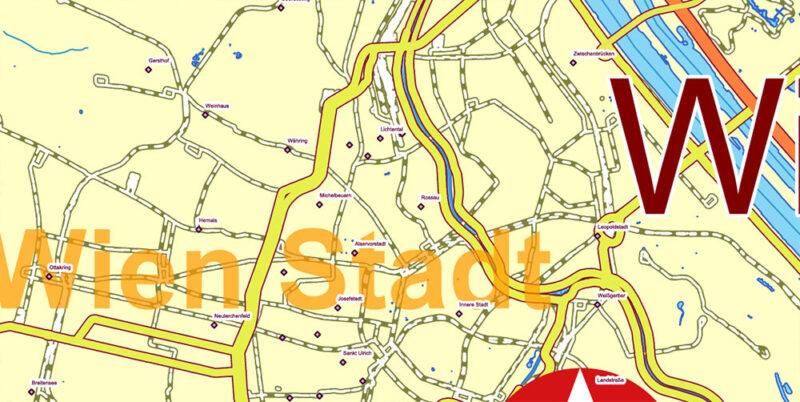 Austria Full Vector Map high detailed all road map + admin 1, 2 areas + cities, towns and water objects editable Layered Adobe Illustrator